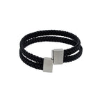 Schwarzes Lederarmband mit zwei geflochtenen Strängen