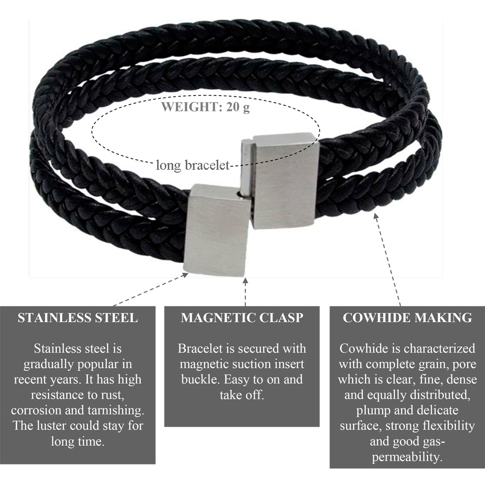 Schwarzes Lederarmband mit zwei geflochtenen Strängen