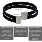 Schwarzes Lederarmband mit zwei geflochtenen Strängen