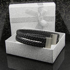 Schwarzes Lederarmband mit zwei geflochtenen Strängen