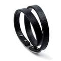 Elegantes Herren Lederarmband schwarz aus Echtleder, Wickelarmband mit Edelstahlverschluss